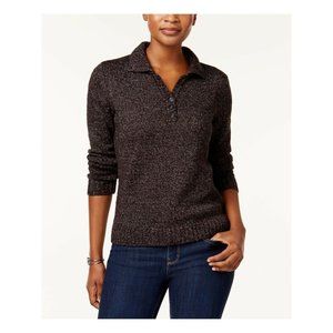 KAREN SCOTT Heather Long Sleeve Collared Sweater